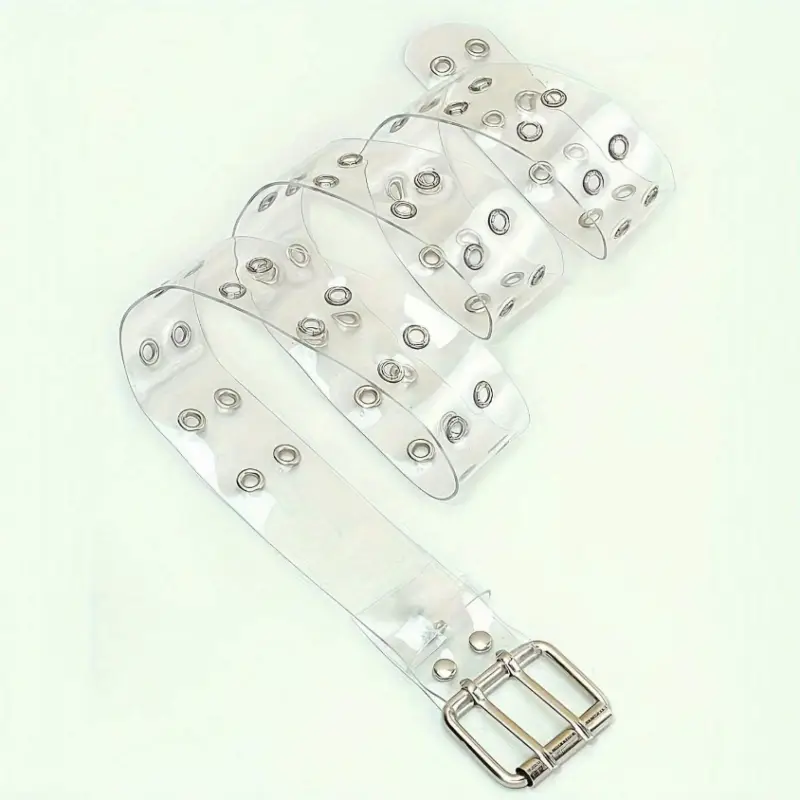 Ремень прозрачный с серебряной пряжкой 110 см