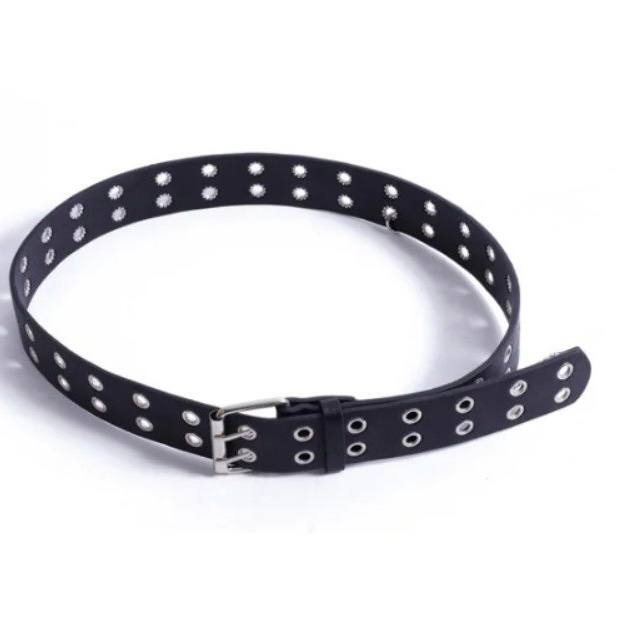Ремень черный с люверсами 110-115 см