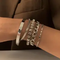 Набор браслетов серебристые 5 штук