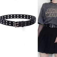 Ремень черный с люверсами 90-95 см