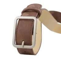 Ремень коричневый с серебряной пряжкой 85 см