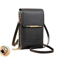 Сумка мини для телефона с кошельком черная