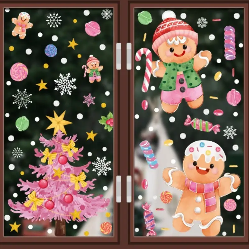 Наклейки на окно Новогодние набор большой