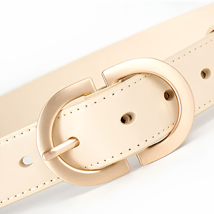 Ремень молочный с золотой пряжкой 85 см