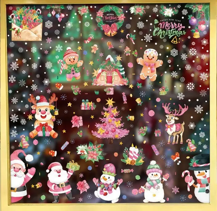 Наклейки на окно Новогодние набор большой