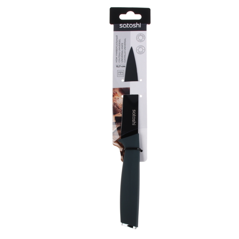 SATOSHI Орис Нож кухонный универсальный 12,7см, нерж.сталь с антиналипающим покрытием, софт-тач SATOSHI Орис Нож кухонный универсальный 12,7см, нерж.сталь с антиналипающим покрытием, софт-тач