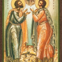 Икона "Флор и Лавр" 6х9 на МДФ-6