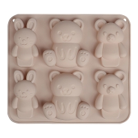 VETTA Форма для выпечки 6 ячеек 16х14х2см, "Мишки и зайчики", силикон, 3 цвета