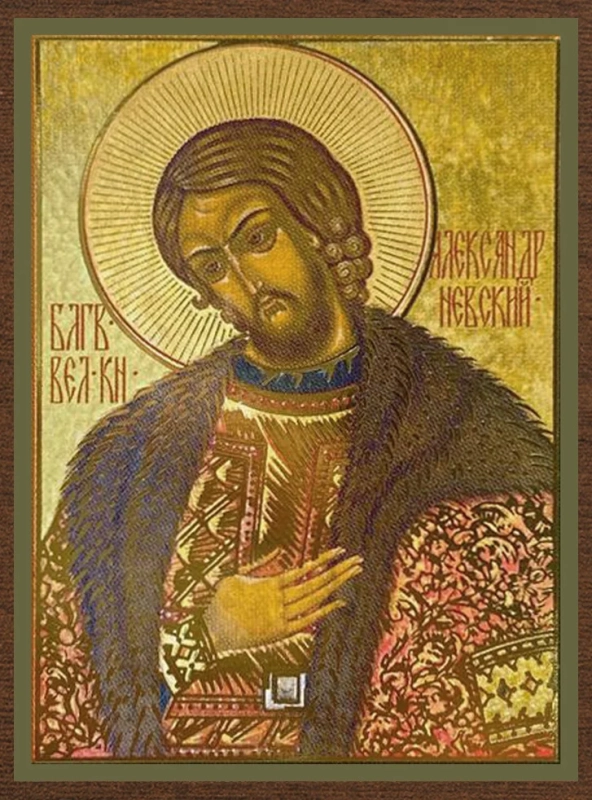 Икона "Александр Невский" (поясной) 4х6 на МДФ-6