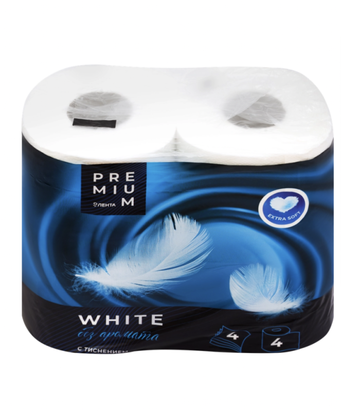 Бумага туалетная ЛЕНТА PREMIUM 4-слоя белая, 4шт