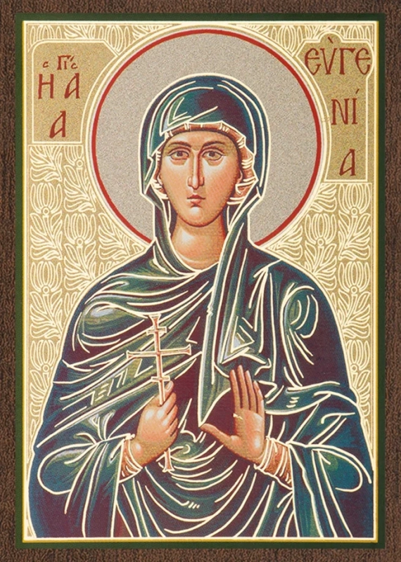 Икона "Евгения Римская" 6х9 на МДФ-6