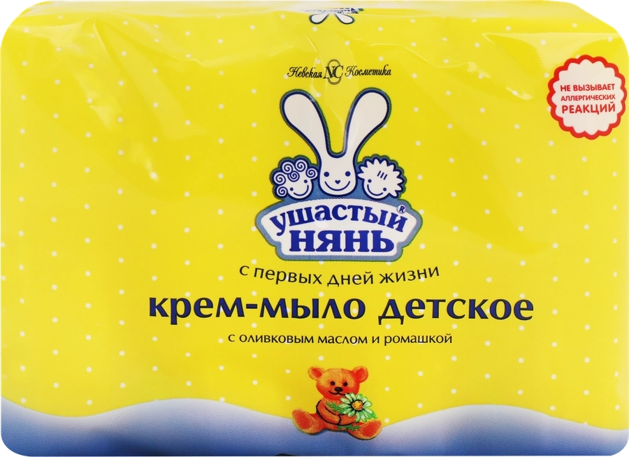 Крем-мыло детское УШАСТЫЙ НЯНЬ с оливковым маслом и ромашкой