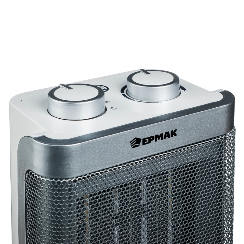 ЕРМАК Тепловентилятор керамический вращающийся 810/1500Вт, термостат, защита от перегрева