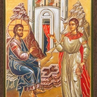 Икона "Беседа Спасителя с Фотиной Самарянкой " 6х9 на МДФ-6