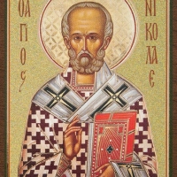 Икона "Николай Чудотворец" 4х6 на МДФ-6