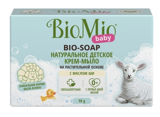 Туалетное крем-мыло детское BIOMIO BABY с маслом Ши 0+, 90г