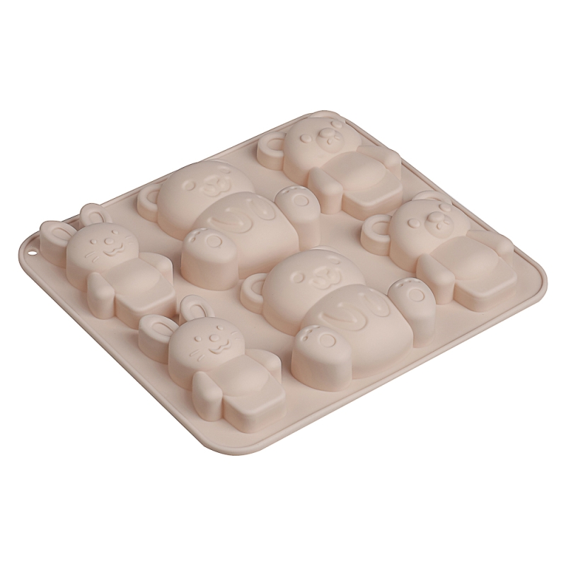 VETTA Форма для выпечки 6 ячеек 16х14х2см, "Мишки и зайчики", силикон, 3 цвета