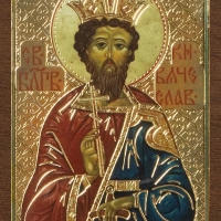 Икона "Святой Вячеслав Чешский" 4х6 на МДФ-6