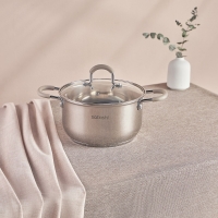 SATOSHI Альбер Набор кастрюль 6 пр.: 1,8л, 2,5л, 3,5л, бежевые силиконовые ручки, со стекл. крышкой