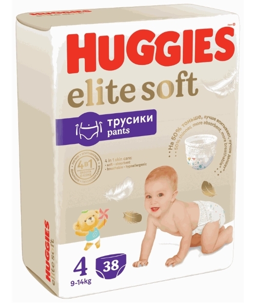 Подгузники-трусики детские HUGGIES Elite Soft 4 9&ndash;14кг, 38шт