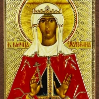 Икона "Екатерина Александрийская" 4х6 на МДФ-6