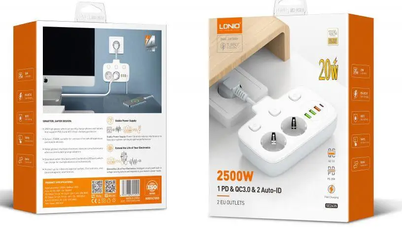 Сетевой фильтр на 2 розетки + 3 USB 2500W SC2435 LDNIO