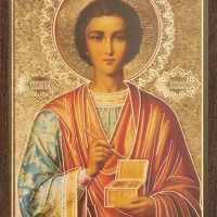 Икона "Пантелеймон Целитель" 6х9 на МДФ-6