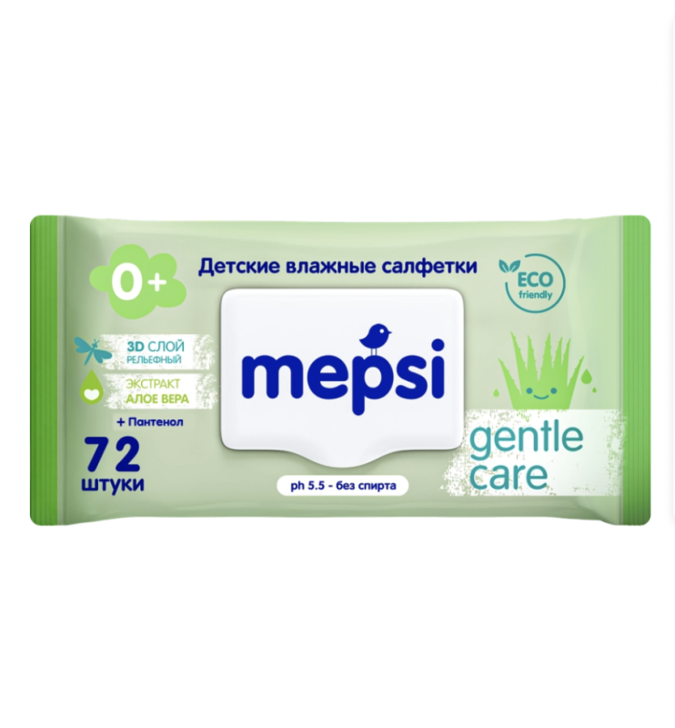 Салфетки влажные детские MEPSI Алое вера, 72шт