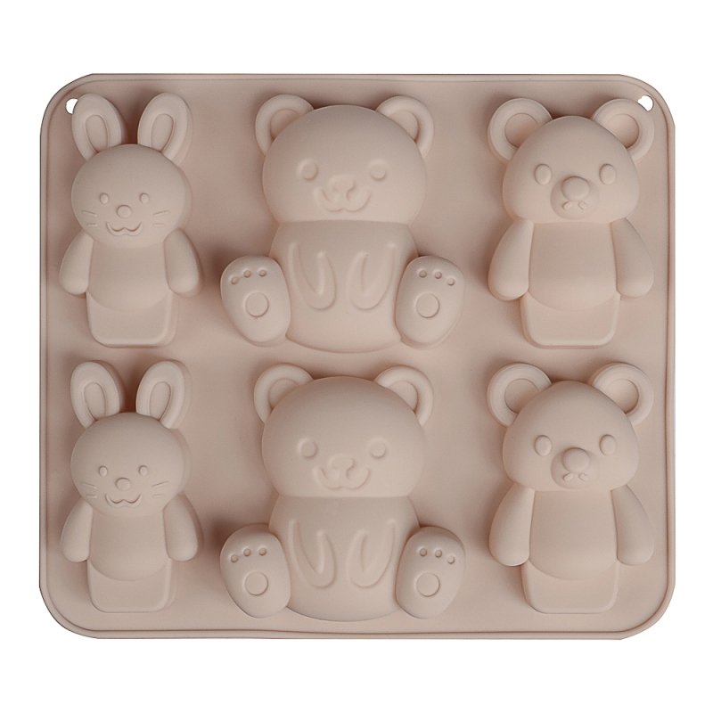 VETTA Форма для выпечки 6 ячеек 16х14х2см, "Мишки и зайчики", силикон, 3 цвета