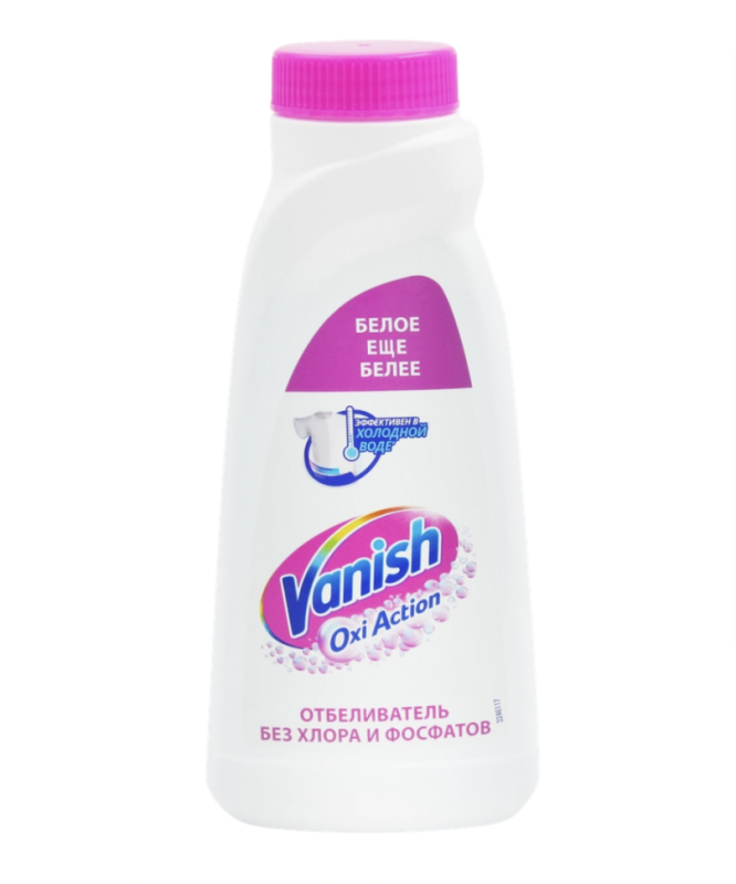 Пятновыводитель жидкий для белых тканей VANISH Oxi Action Кристальная белизна, 450мл