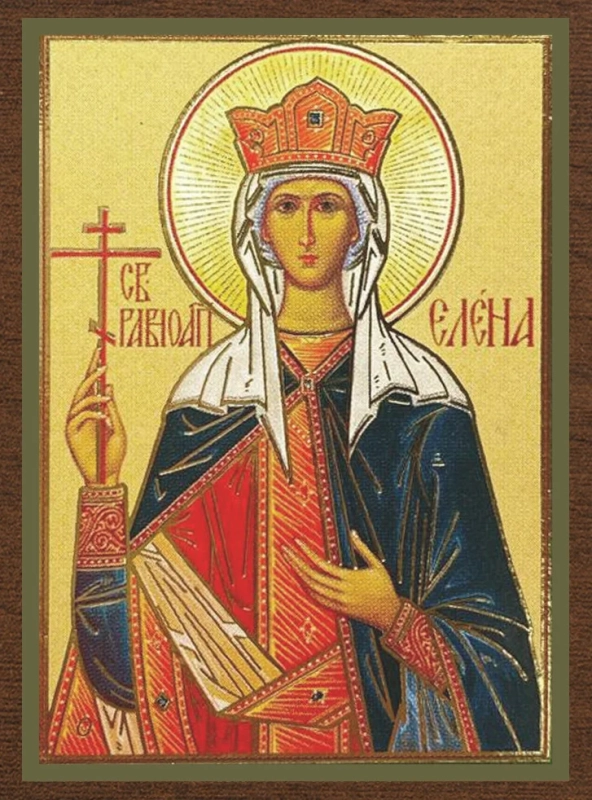 Икона "Елена Равноапостольная царица" 4х6 на МДФ-6