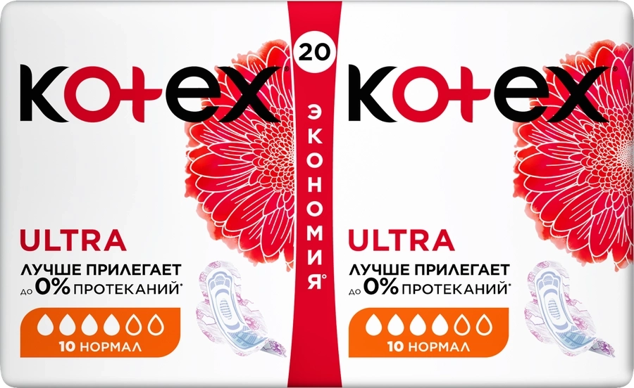 Прокладки KOTEX Normal Ultra Dry&Soft Absorbent Ultra с крылышками