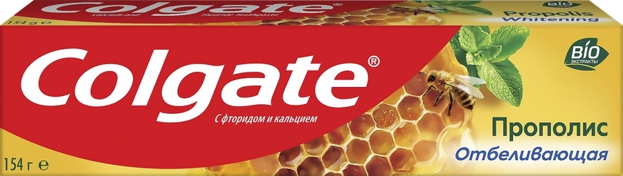 Зубная паста COLGATE Прополис отбеливающая с натуральными ингредиентами для бережного отбеливания зубов и сохранения здоровья десен