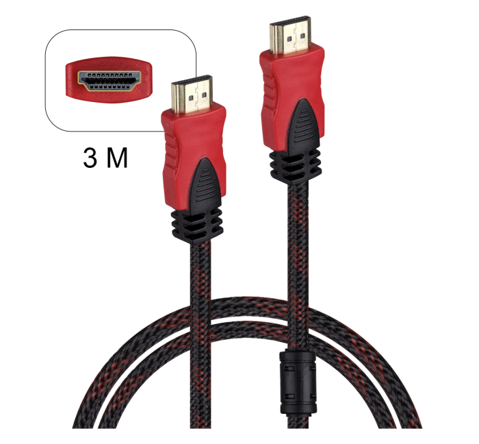 Кабель HDMI 3M 1.4V HDTV красный+черный