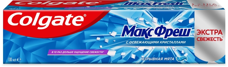 Зубная паста COLGATE Макс Фреш Взрывная мята с освежающими кристаллами для свежего дыхания и защиты от кариеса