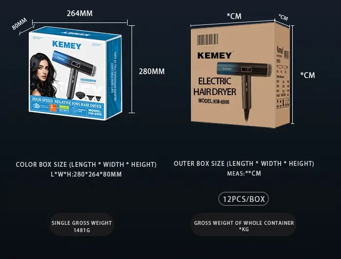 Фен для волос KEMEY KM-6906