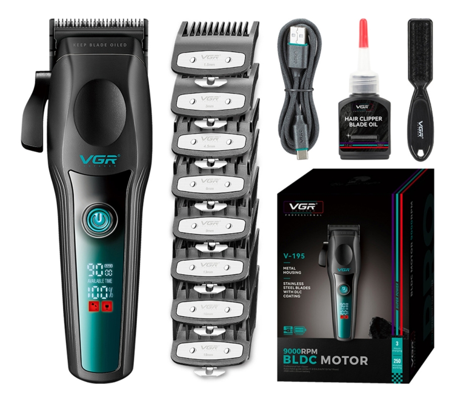 Машинка для стрижки волос VGR V-195 Зеленая
