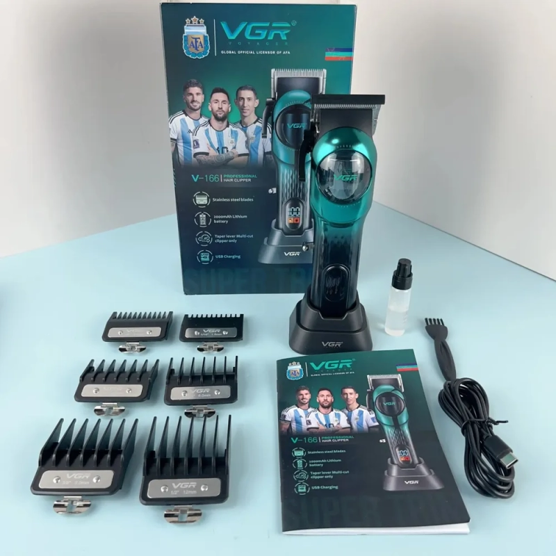 Машинка для стрижки волос VGR V-166 Зеленая