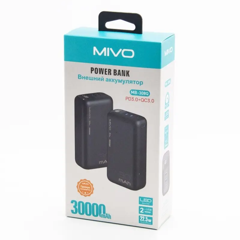 Внешний аккумулятор Powerbank MIVO MB-308Q 30000mAh