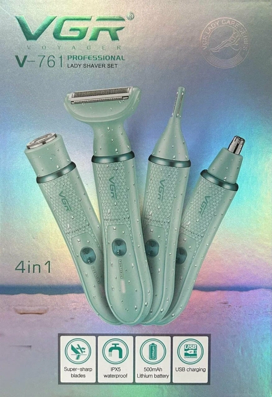 Эпилятор Набор 4в1 VGR V-761 Зеленый Эпилятор Набор 4в1 VGR V-761 Зеленый