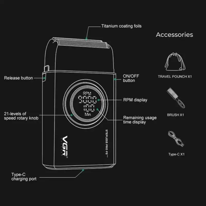 Набор для стрижки волос 2в1 VGR V-977 & V-377 Черный