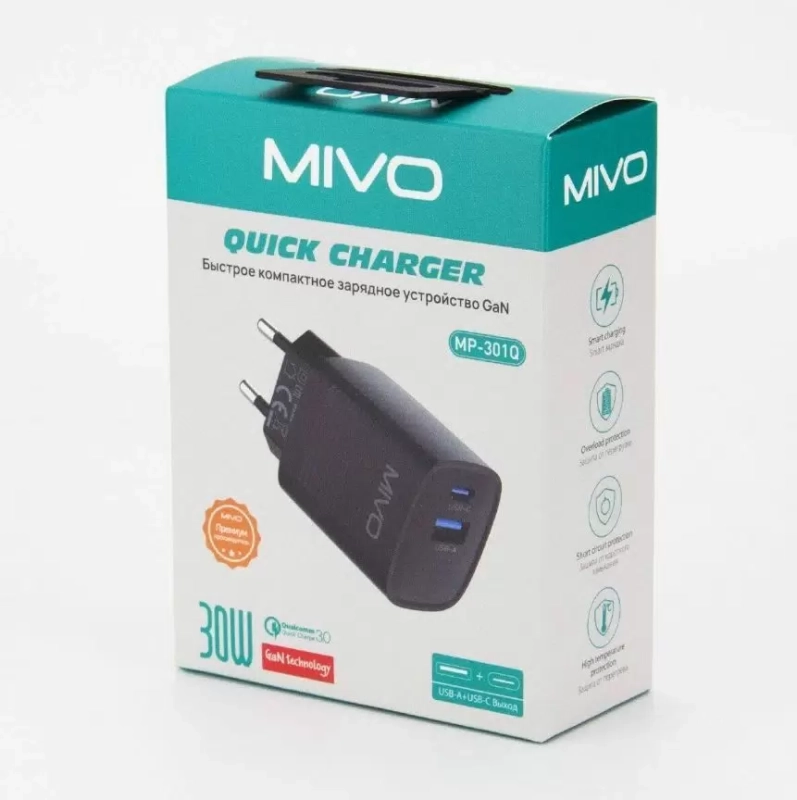 Сетевое зарядное устройство MIVO MP-301Q 30w