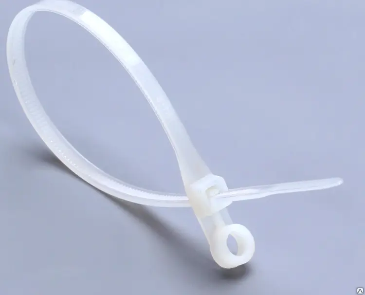 Хомут нейлоновый 300х7,2 бесцветный, с отверстием (100 шт)