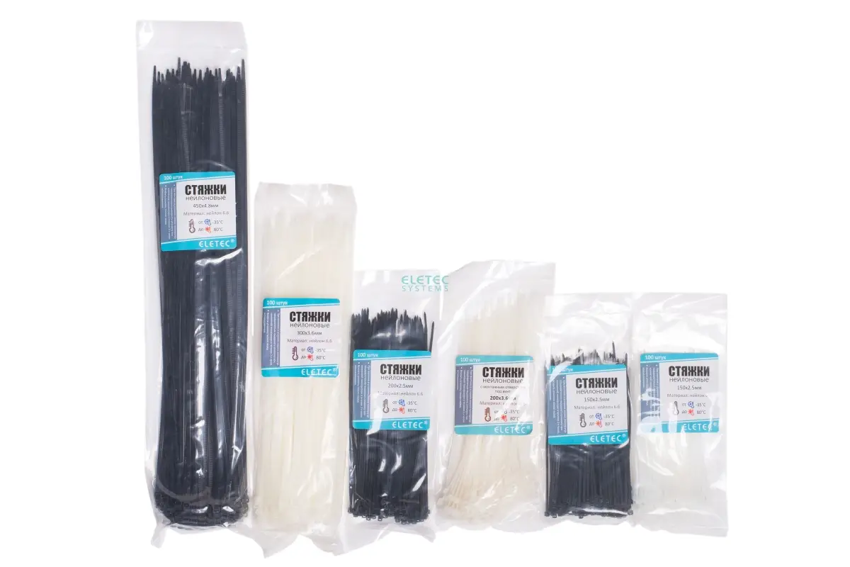 Хомут нейлоновый 140х3,6 бесцветный (100 шт)