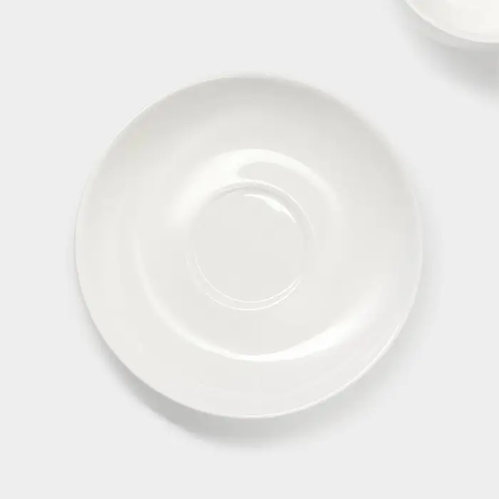 Чайная пара фарфоровая Magistro &laquo;Бланш&raquo;, 2 предмета: чашка 280 мл, блюдце d=15 см, цвет белый