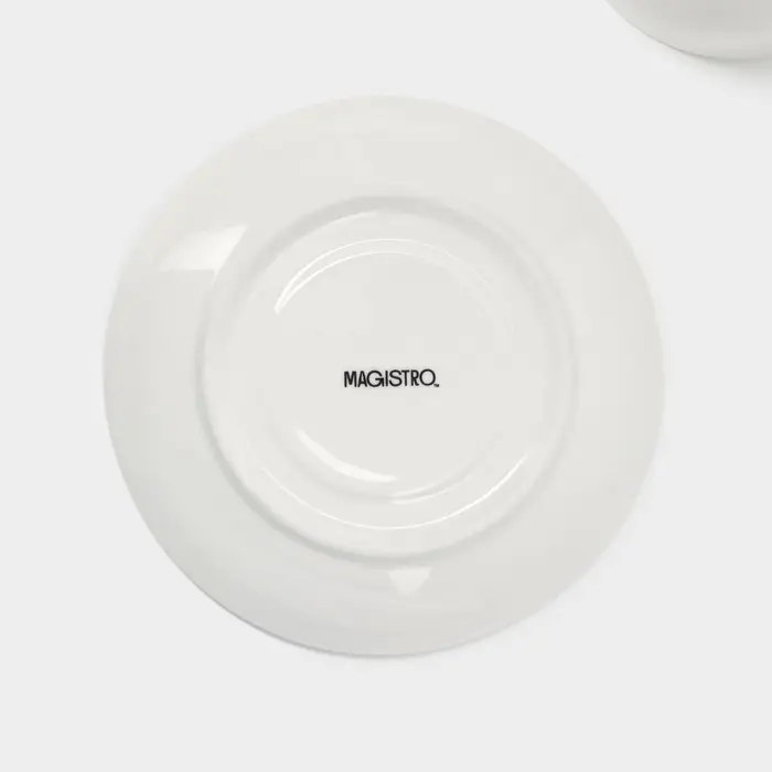 Чайная пара фарфоровая Magistro &laquo;Бланш&raquo;, 2 предмета: чашка 280 мл, блюдце d=15 см, цвет белый