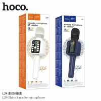 Караоке микрофон Hoco L24 Shine, беспроводной, Bluetooth 5.4, micro SD, USB, 1200 mAh, 5W, Синий