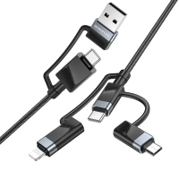 Кабель BU51 Type-C/USB-Type-C/Lightning/MicroUSB, 2м, черный