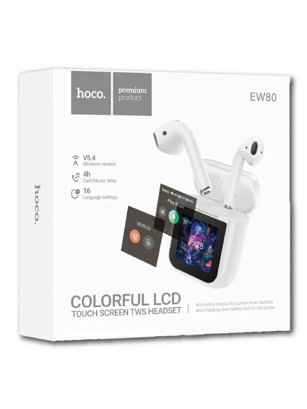 Беспроводные наушники EW80 BT TWS, сенсорный экран