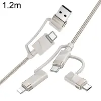 Кабель для зарядки 6 в 1 USB / Type-C to Lightning 27W / Type-C to Type-C 60W/ Type-C to Micro 2A 1.2м в нейлоновой оплетке серый